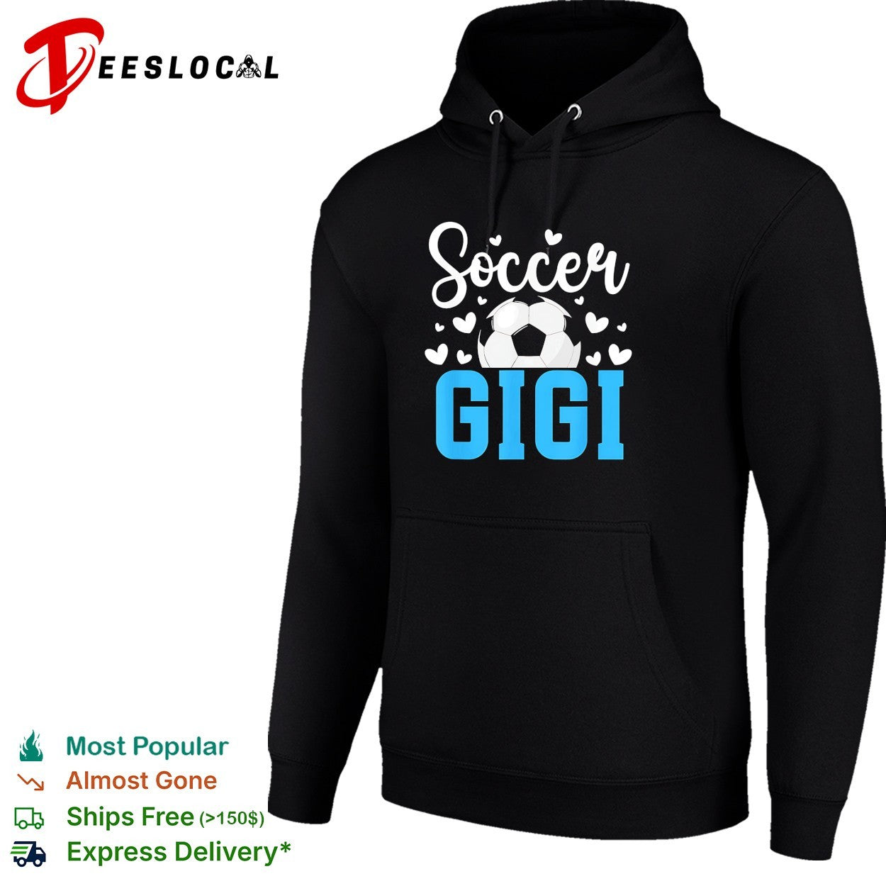 Soccer Gigi cute hearts soccer ball bold script fan shirt