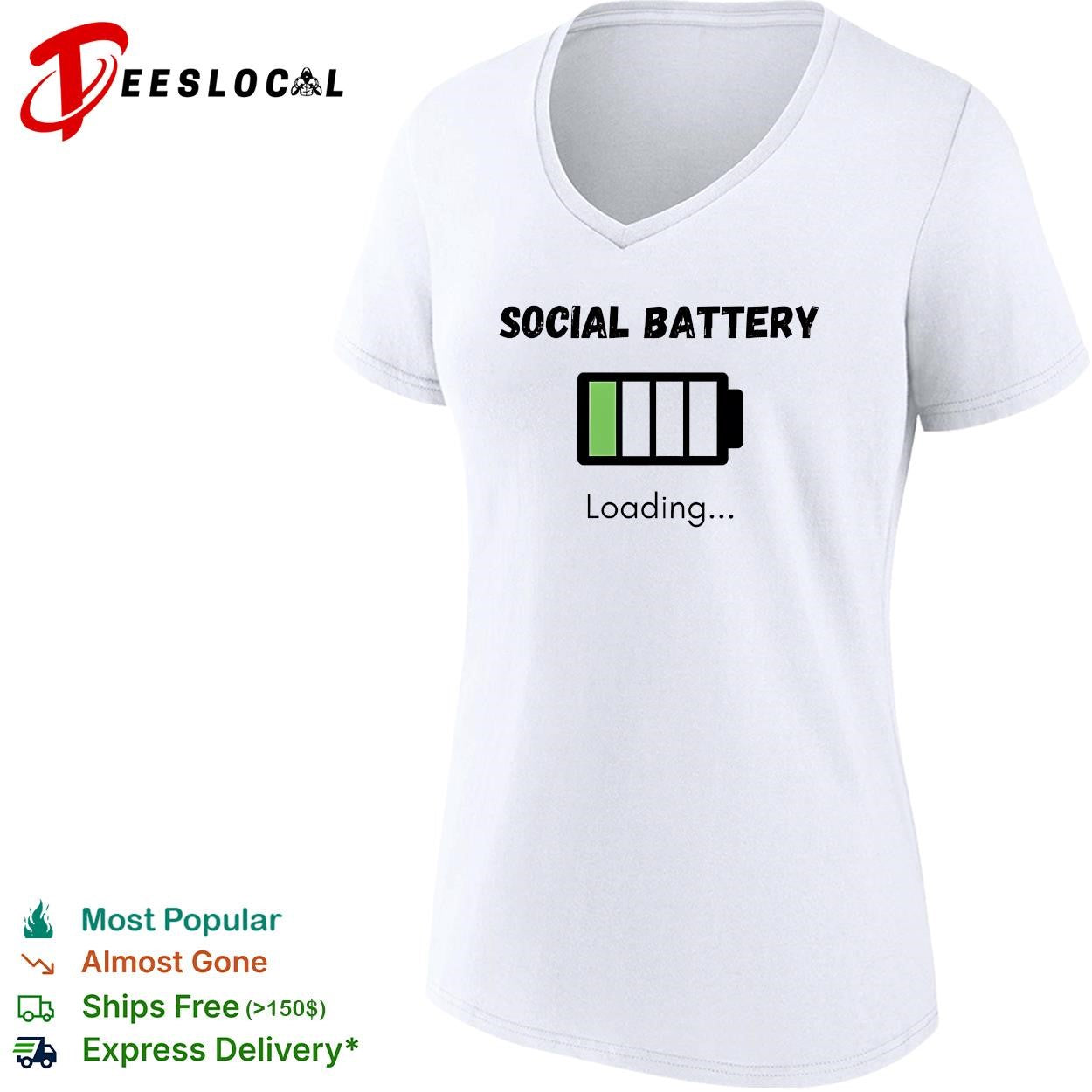 Social battery loading low introvert empty recharging funny shirt