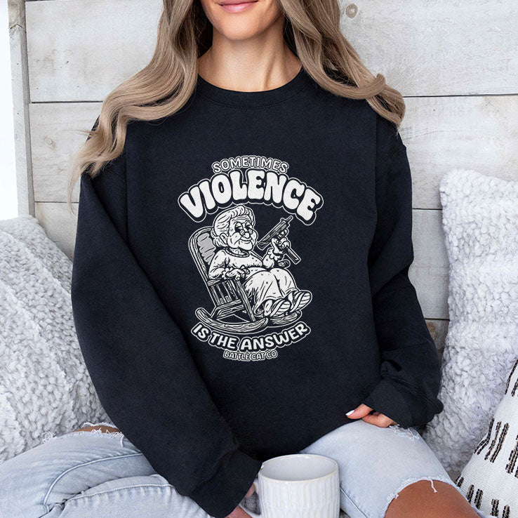 Sometimes Violence Is The Answer Funny Grandma With Gun T Shirt