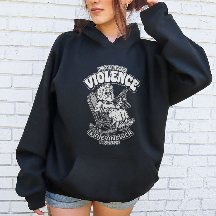 Sometimes Violence Is The Answer Funny Grandma With Gun T Shirt