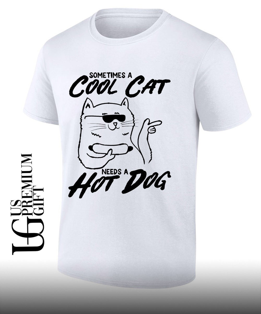 Sometimes a cool cat a needs a hot dog shirt