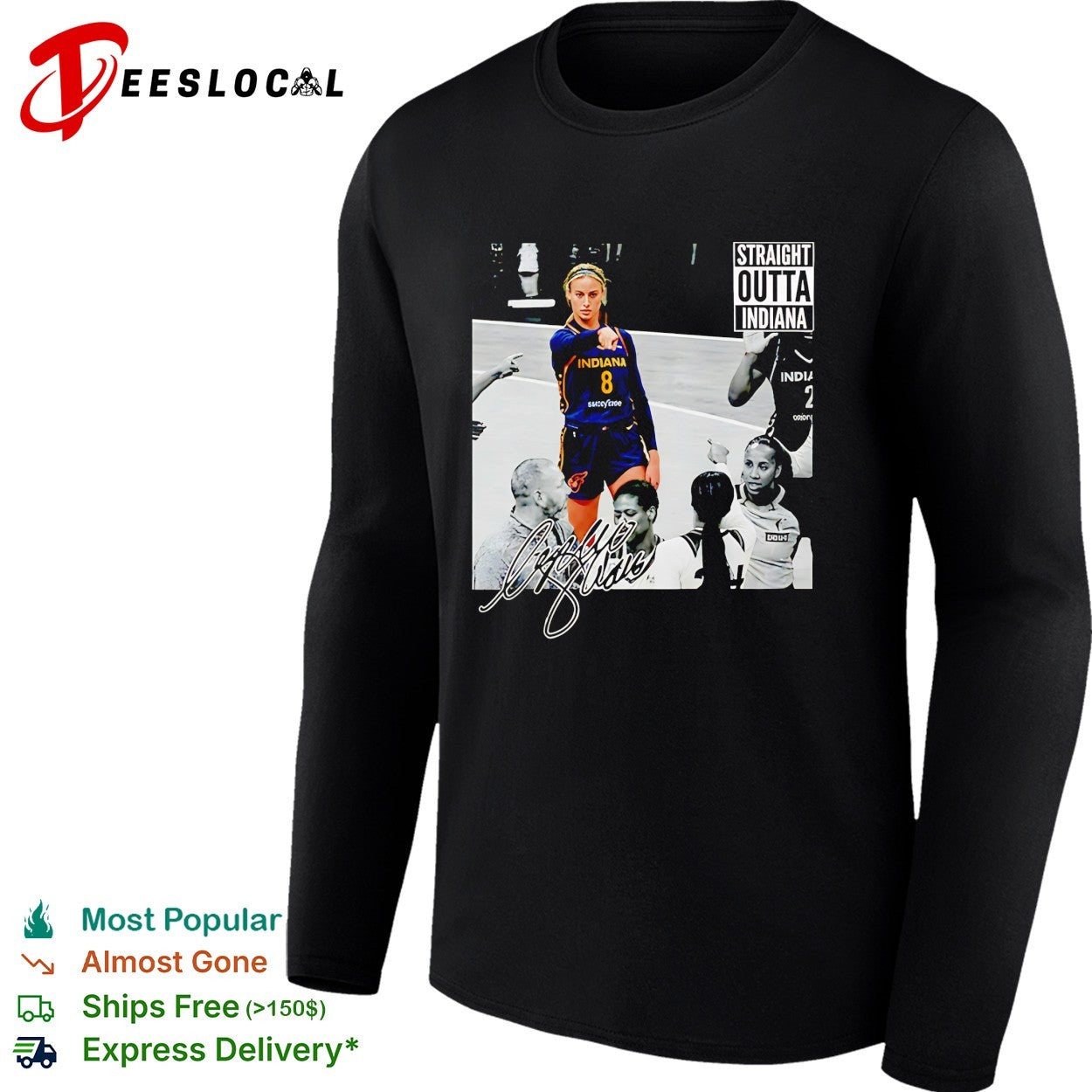 Sophie Cunningham Indiana Fever pointing straight outta Indiana meme shirt