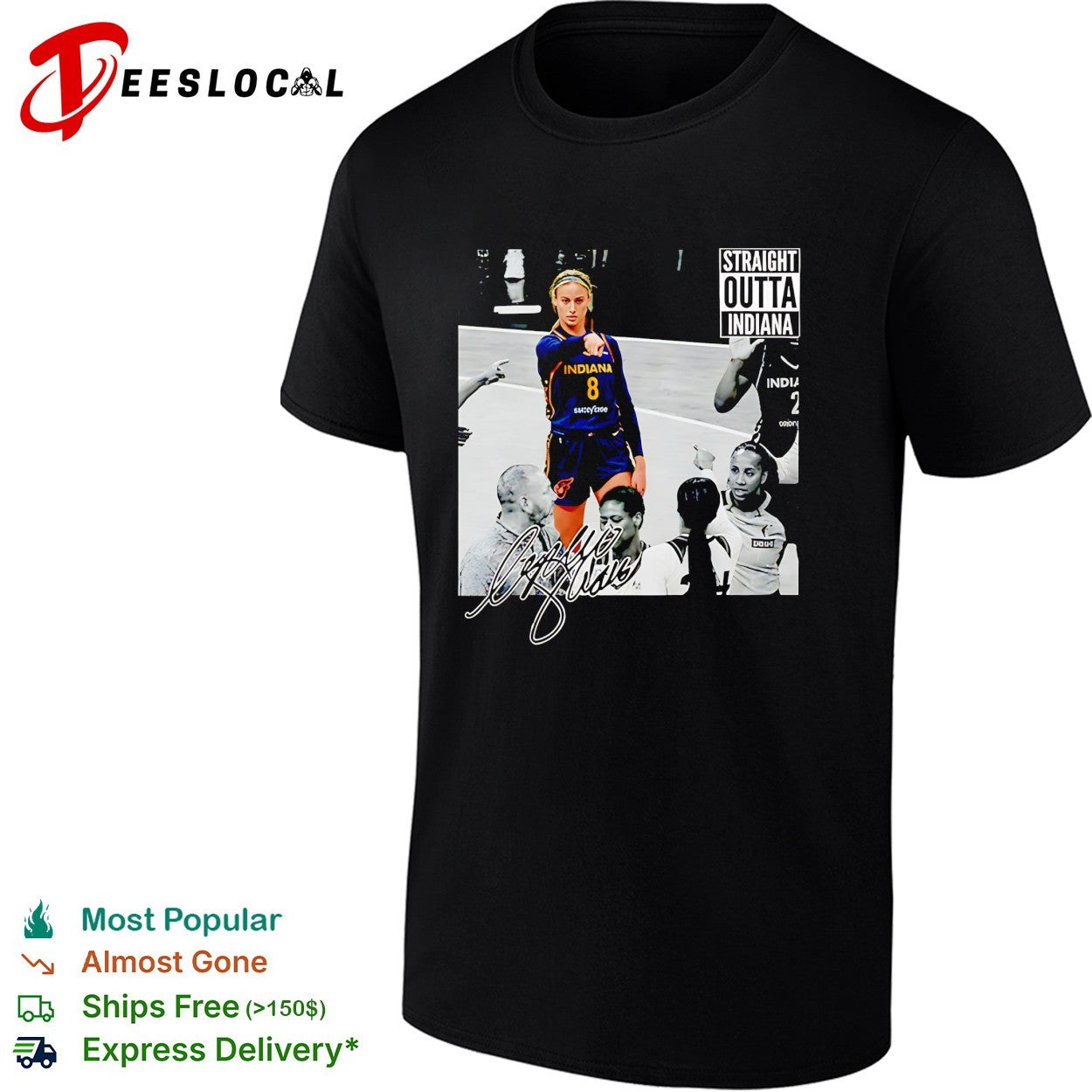 Sophie Cunningham Indiana Fever pointing straight outta Indiana meme shirt
