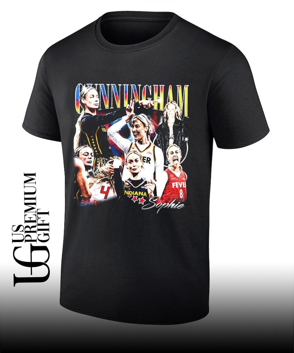 Sophie Cunningham pointing Indiana Fever WNBA signature graphic shirt