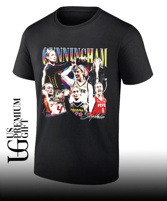 Sophie Cunningham pointing Indiana Fever WNBA signature graphic shirt