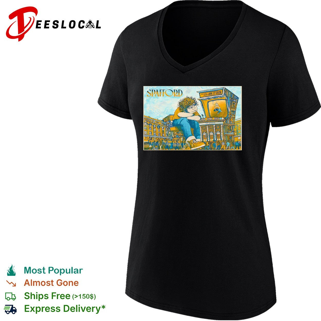 Spafford mascot sitting on amp poster shirt