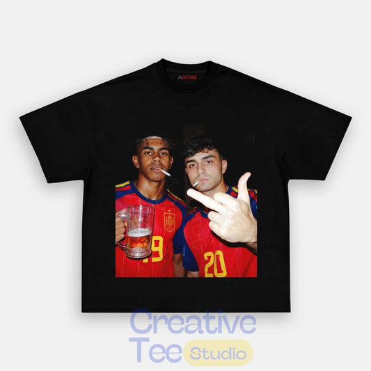 Spain Drunk Smoke Repeat Football Tee