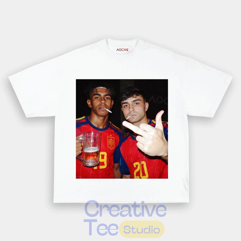 Spain Drunk Smoke Repeat Football Tee