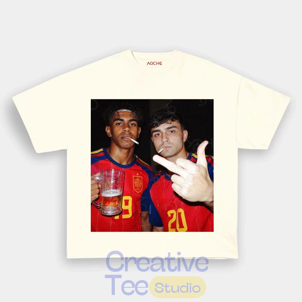 Spain Drunk Smoke Repeat Football Tee