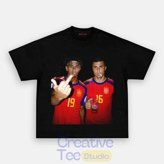 Spain Football Rodri x Lamal Drunk Middle Finger T-Shirt