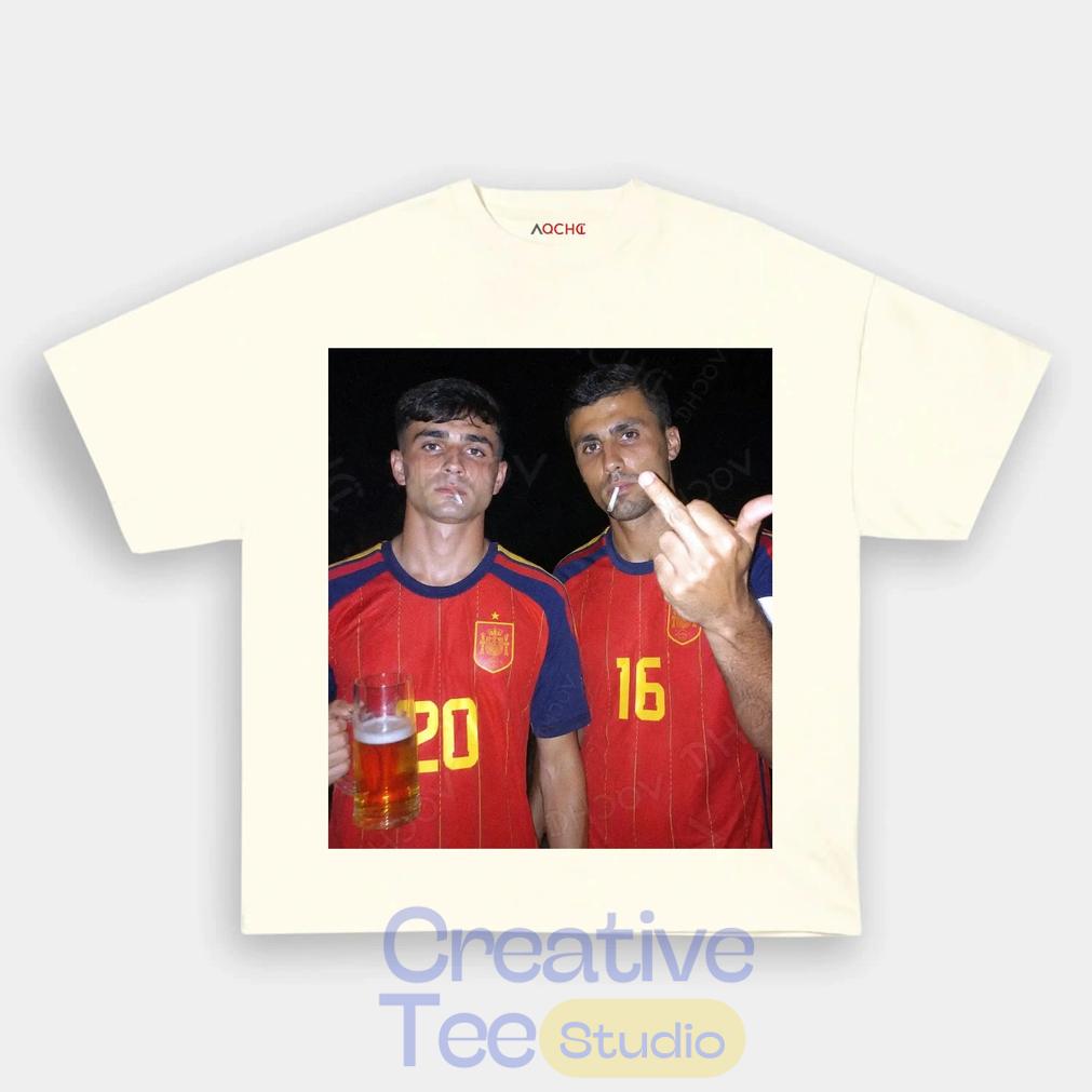Spain Football Rodri x Pedri Drunk Middle Finger T-Shirt