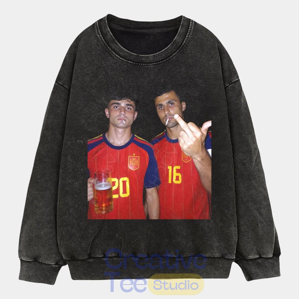Spain Football Rodri x Pedri Drunk Middle Finger T-Shirt