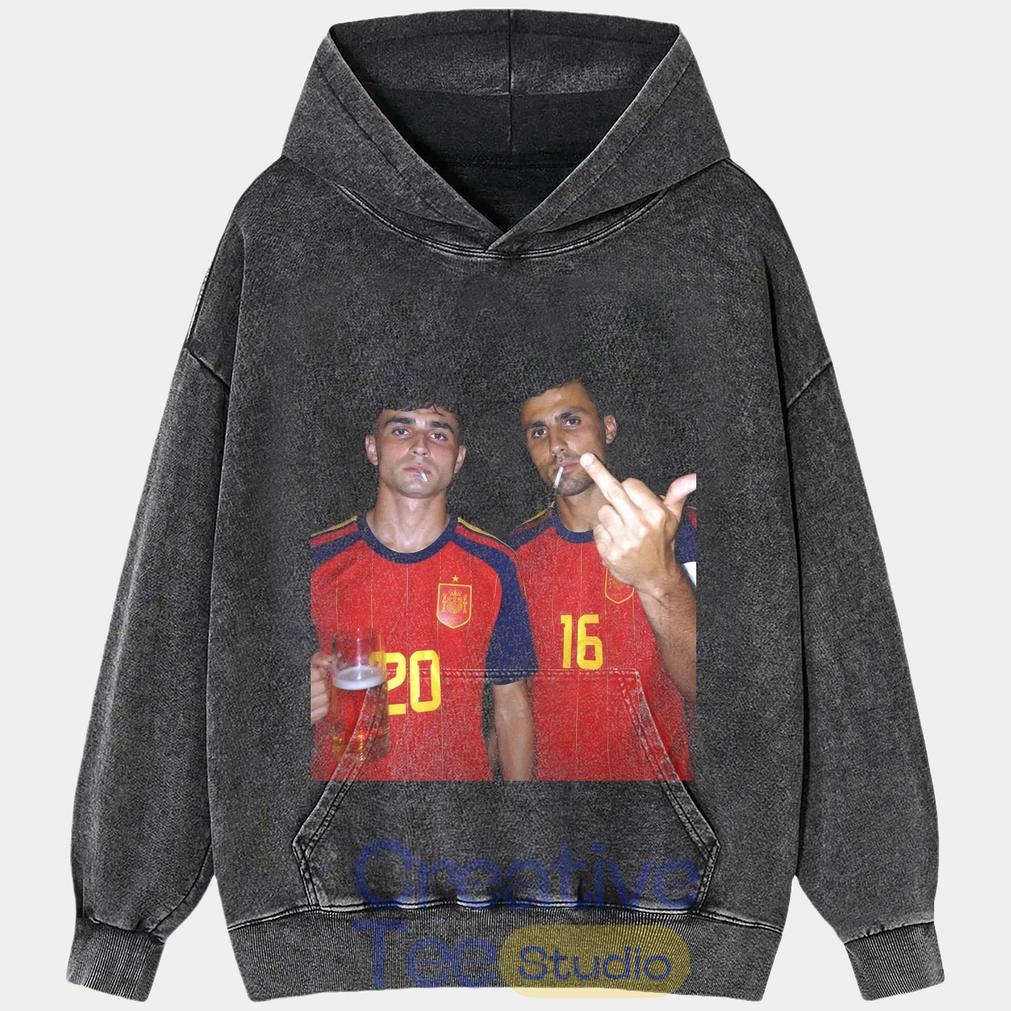Spain Football Rodri x Pedri Drunk Middle Finger T-Shirt