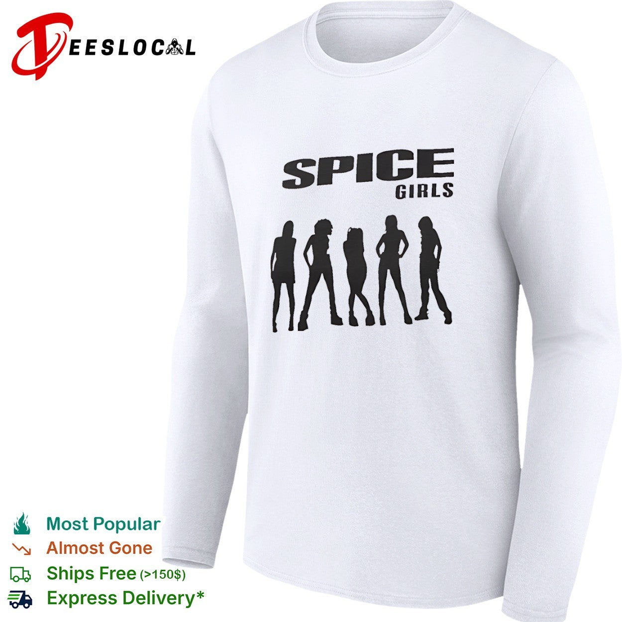 Spice Girls Logo and Silhouette Members Print Minimalist 90s Pop Culture Music shirt