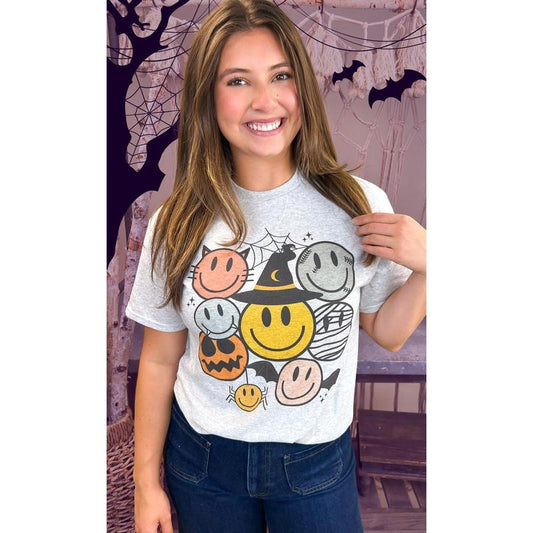 Spooky Smiley Halloween Graphic T-Shirt