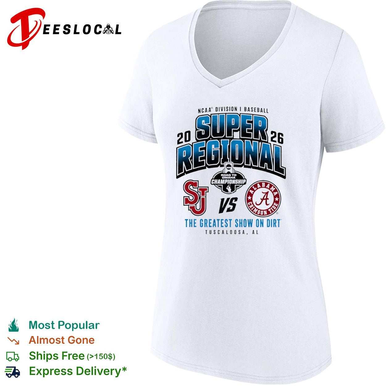 St Johns Red Storm vs Alabama Crimson Tide 2026 NCAA Division I Baseball Super Shirt
