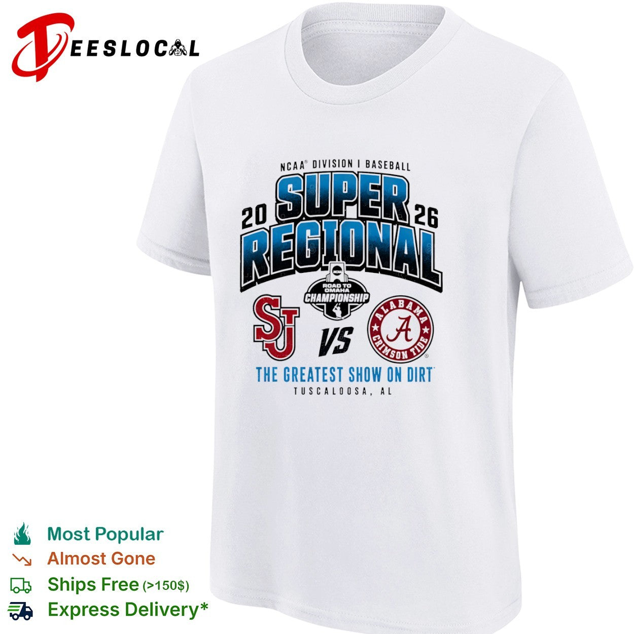 St Johns Red Storm vs Alabama Crimson Tide 2026 NCAA Division I Baseball Super Shirt