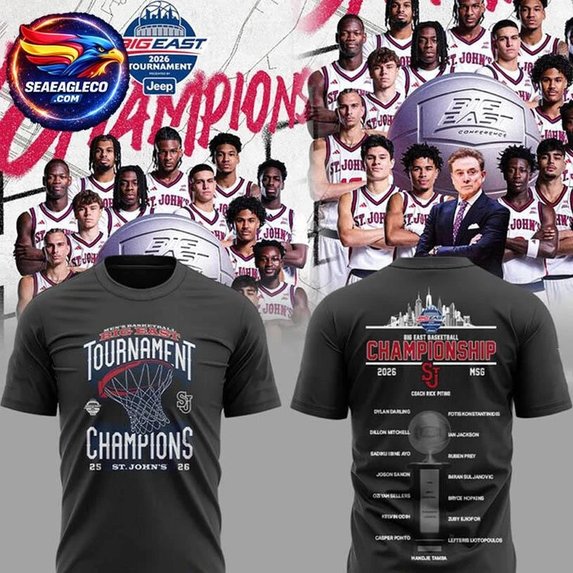 St. John’s Red Storm 2026 Big East Champions Locker Room Two Sided Shirt
