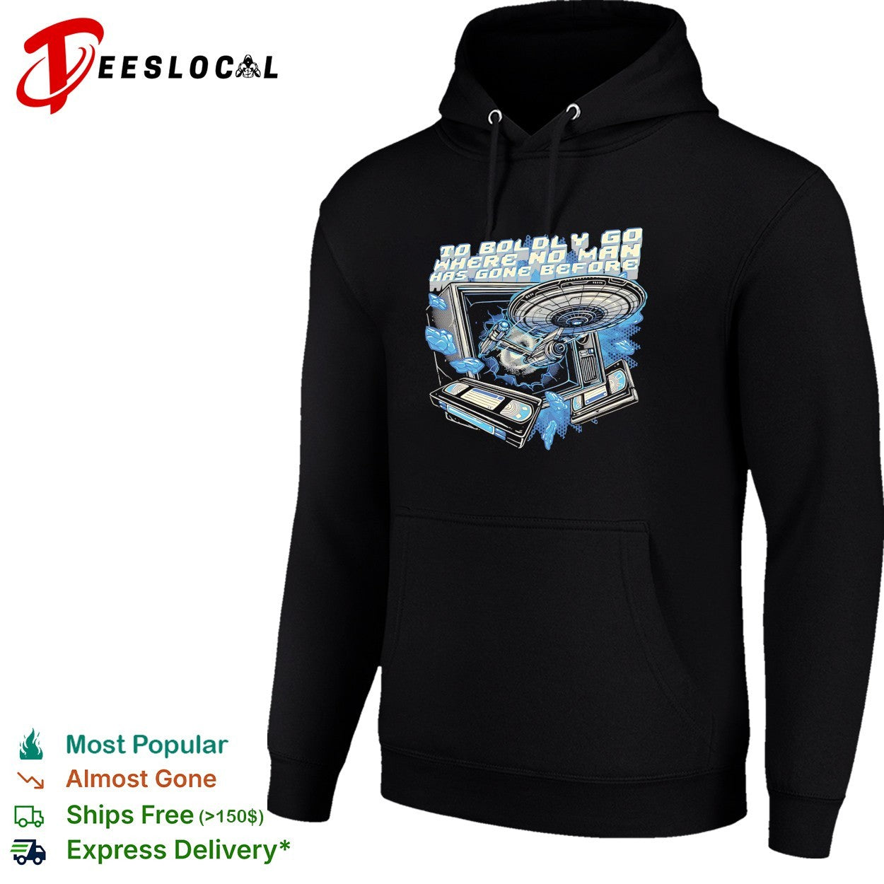 Star Enterprise ship bursting through TV to boldly go shirt