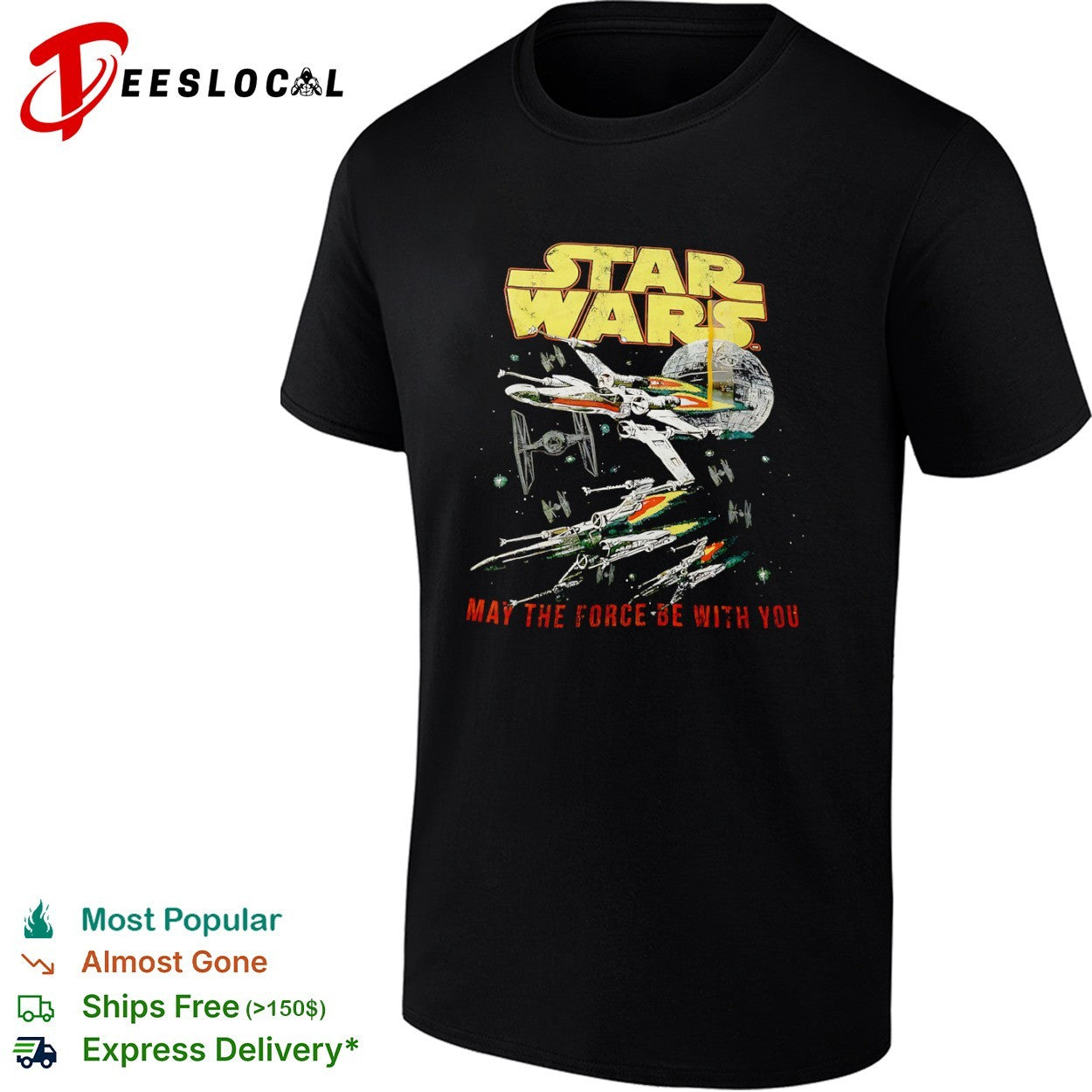 Star Wars X-Wing Starfighter Death Star Battle May the Force be with You shirt