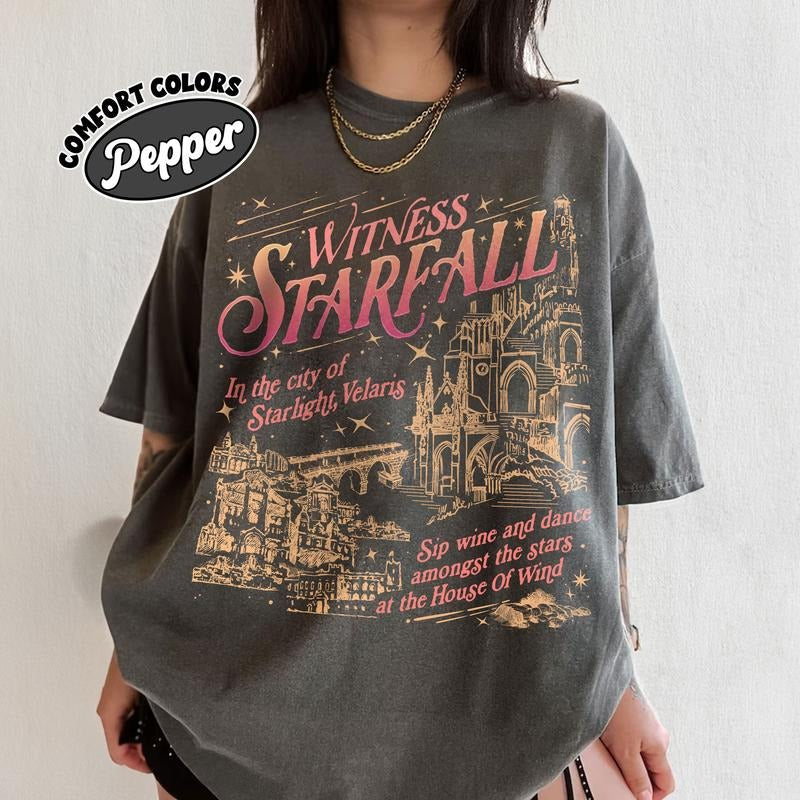 Starfall House Of Wind Comfort Colors Shirt, Velaris Star City Merch, Night Court T Shirt, SJM ACOTAR Inspired Tee, Bookish Gift Womenswear