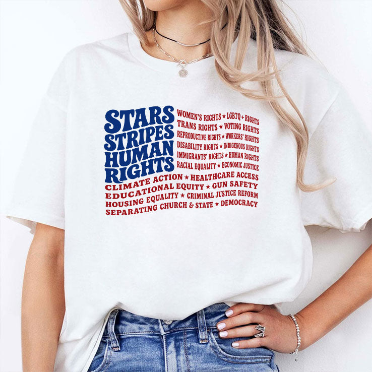 Stars And Stripes And Human Rights USA Flag Liberal Patriotic Equal Rights Shirt