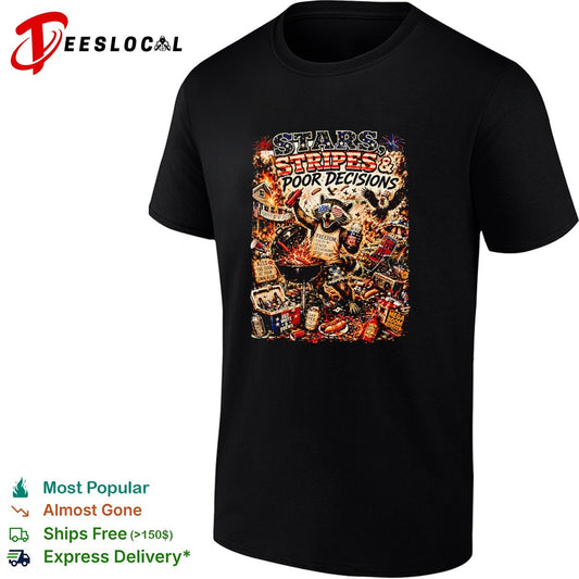 Stars stripes and poor decisions patriotic chaos BBQ gorilla art shirt