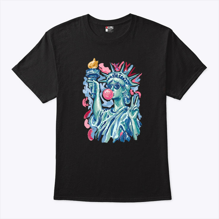 Statue Of Liberty Blowing Bubble Gum 4th Of July T Shirt