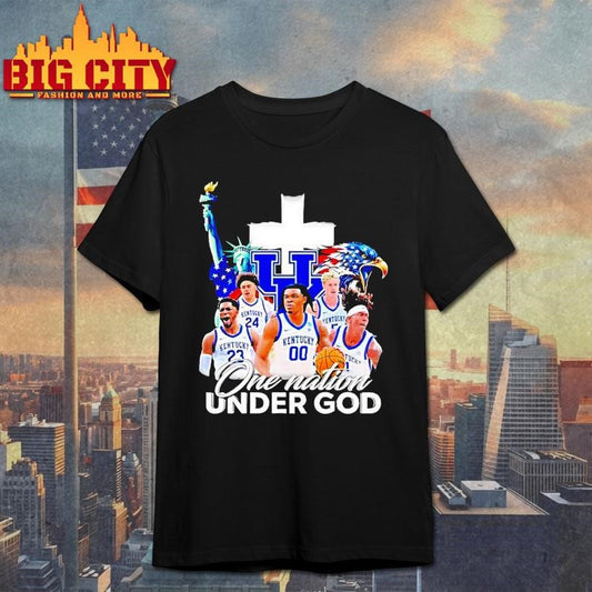 Statue Of Liberty Eagle And Kentucky Wildcats Players One Nation Under God Shirt