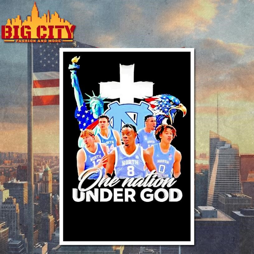 Statue Of Liberty Eagle And North Carolina Tar Heels Players One Nation Under God Shirt