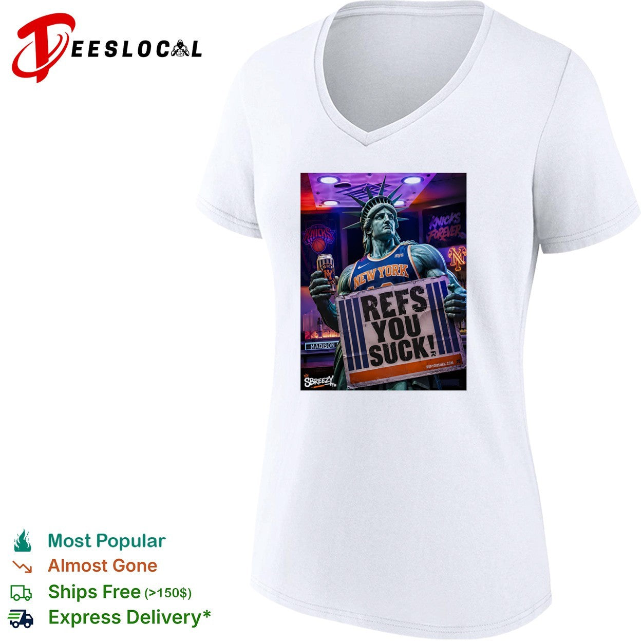 Statue of Liberty New York Knicks Refs You Suck basketball shirt