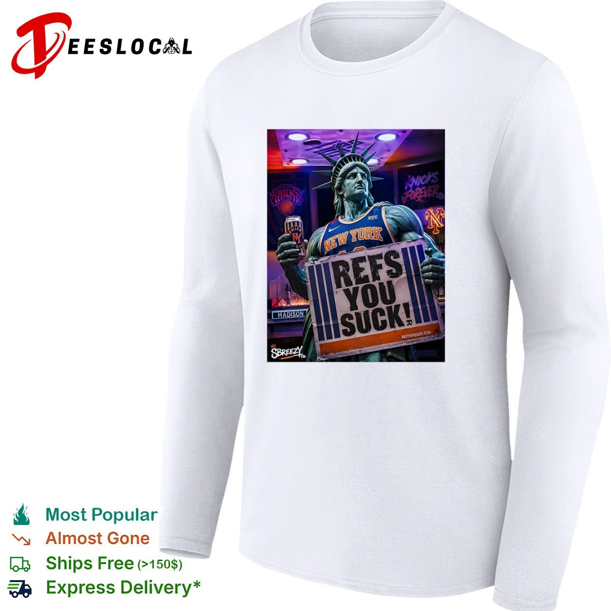 Statue of Liberty New York Knicks Refs You Suck basketball shirt