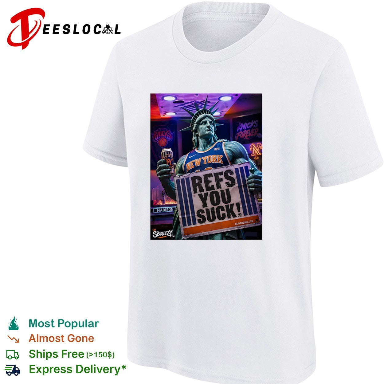 Statue of Liberty New York Knicks Refs You Suck basketball shirt