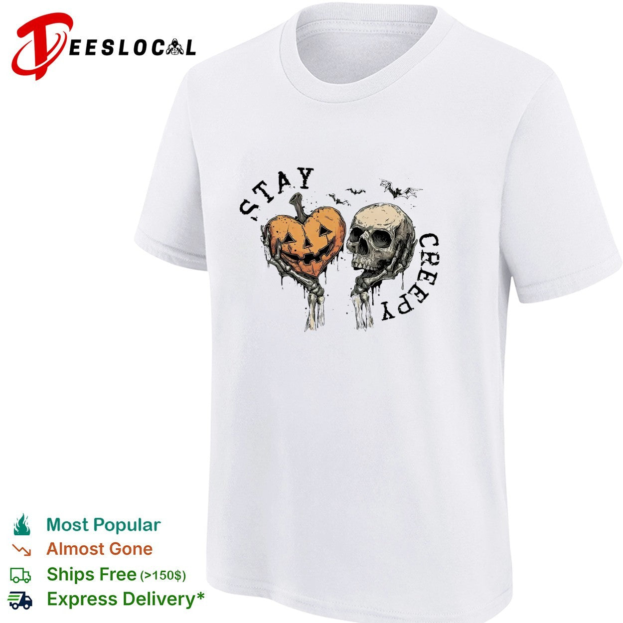Stay creepy pumpkin skull shirt