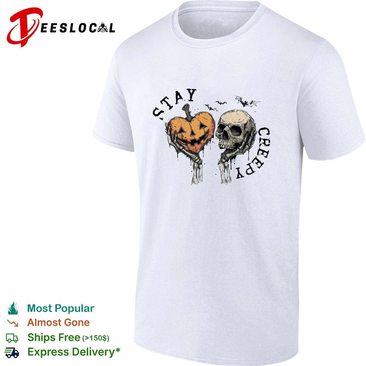 Stay creepy pumpkin skull shirt