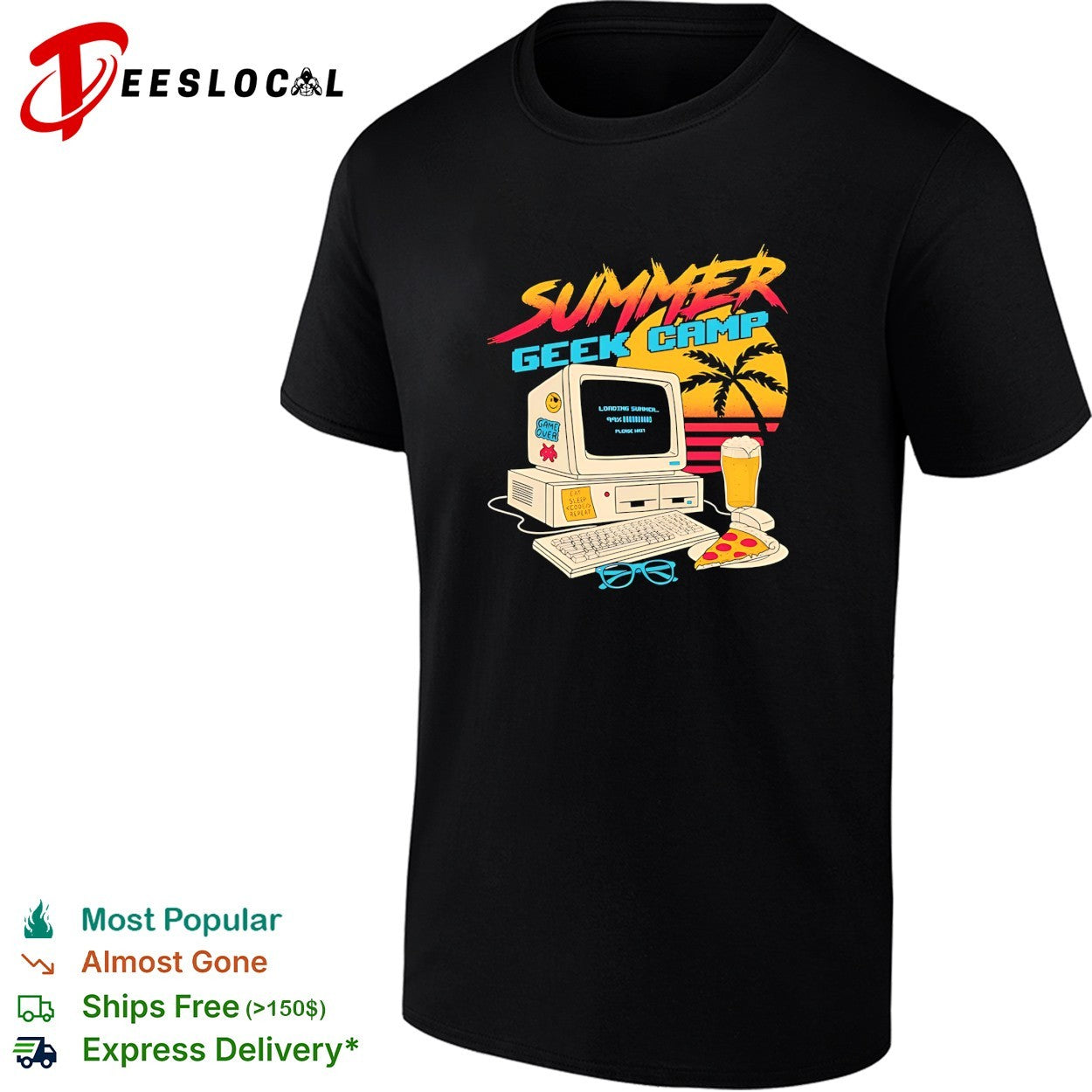 Summer Geek Camp loading summer eat sleep code repeat game over retro gaming shirt