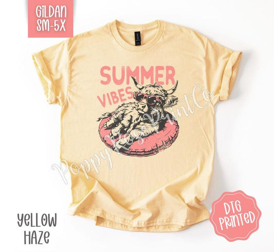 Summer Vibes Cow Gildan Shirt, Cute Beach Tshirt, Trendy Women's Tee, Gift for Her