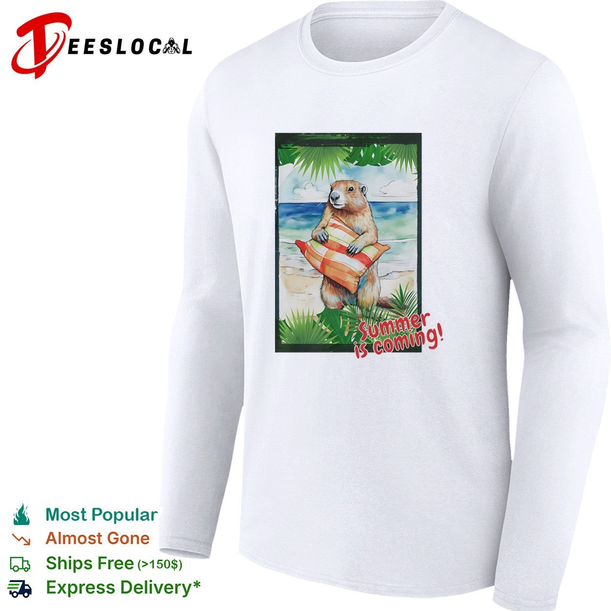 Summer is coming Marmot with Plaid Pillow Beach Watercolor shirt