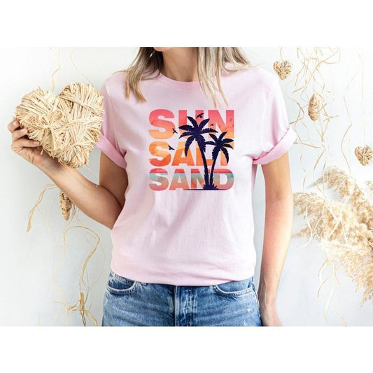 Sun Sand Salt Beach T Shirt Hoodie Sweater, Retro T-Shirt, Trendy Beach Shirts for Women, Summer Vacation Shirts, Womens Beach Shirt