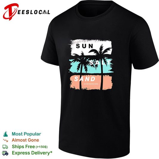 Sun salt sand beach palm trees vintage shirt