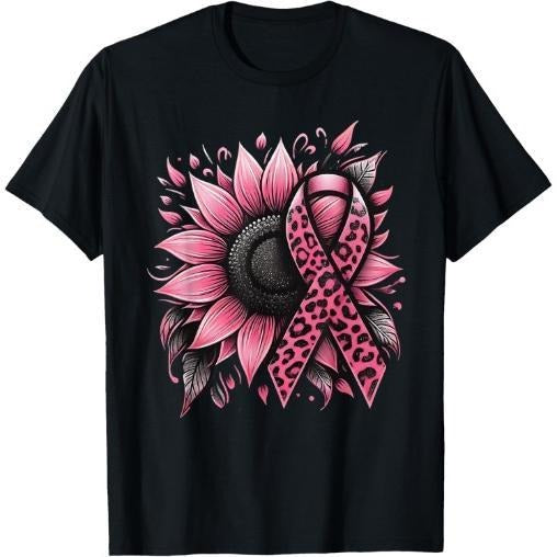 Sunflower Pink Breast Cancer Awareness T-Shirt Made in USA - clothing by TeeHivey.com