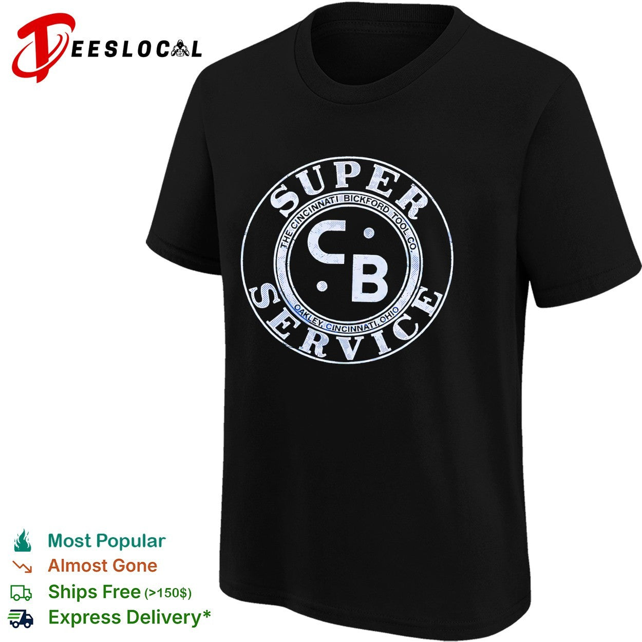 Super Service CB vintage Cincinnati gas station circular badge logo graphic shirt