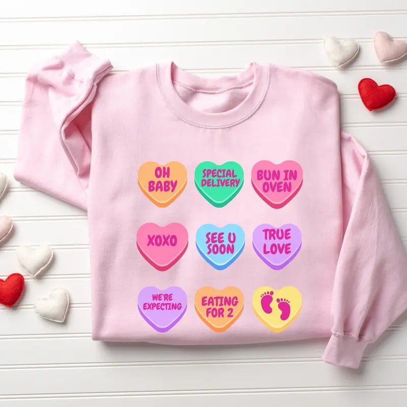 Surprise Valentine Pregnancy Announcement Sweatshirt, Valentines Pregnancy Sweatshirt - clothing by TeeHivey.com