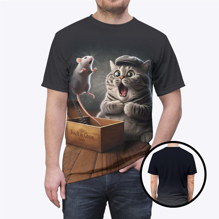 Surprised Cat With Dancing Mouse T Shirt