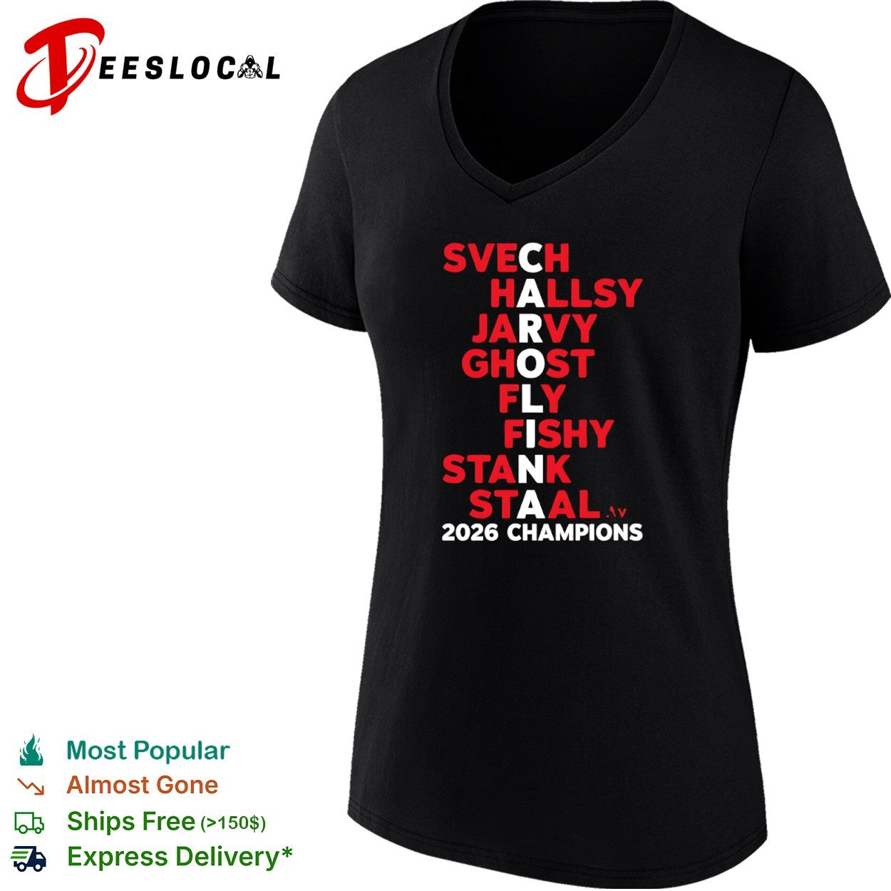 Svechnikov Hallsey Jarvy Ghost Fly Fishy Stank Staal Carolina Hurricanes 2026 Champions shirt