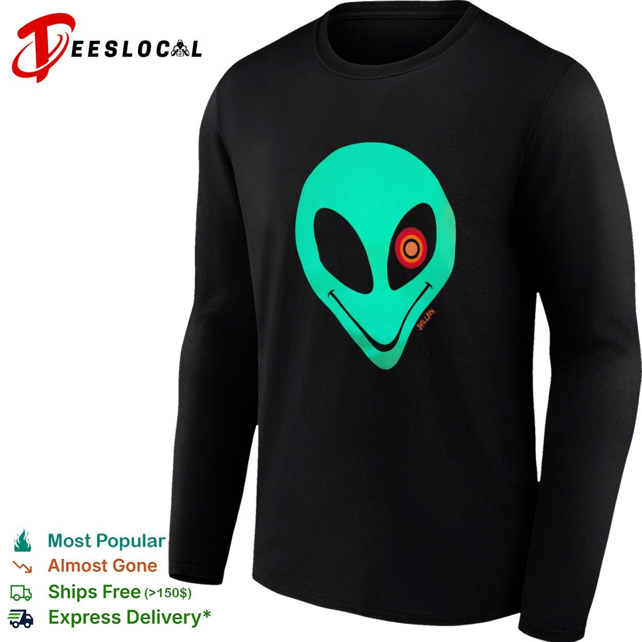 Svillain Alien Glow in the Dark Eye Design Neon Extraterrestrial Creature Concept shirt