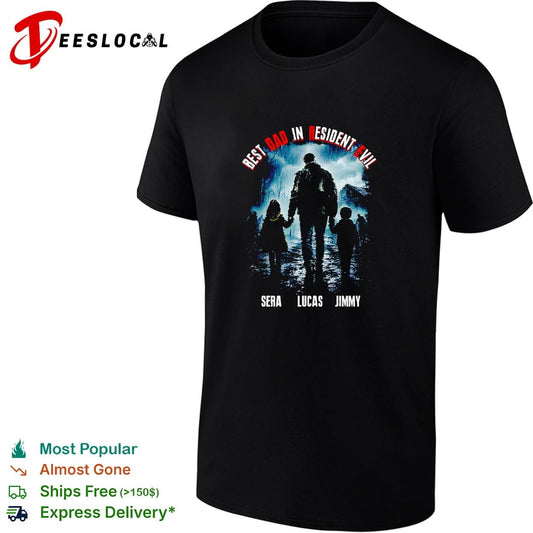 dad in Resident Evil family silhouette walking in the rain poster shirt