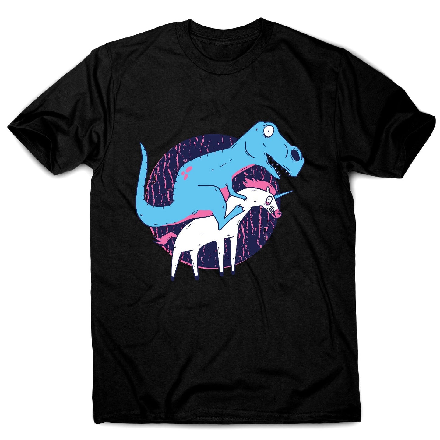 T-rex riding unicorn - men's funny premium t-shirt