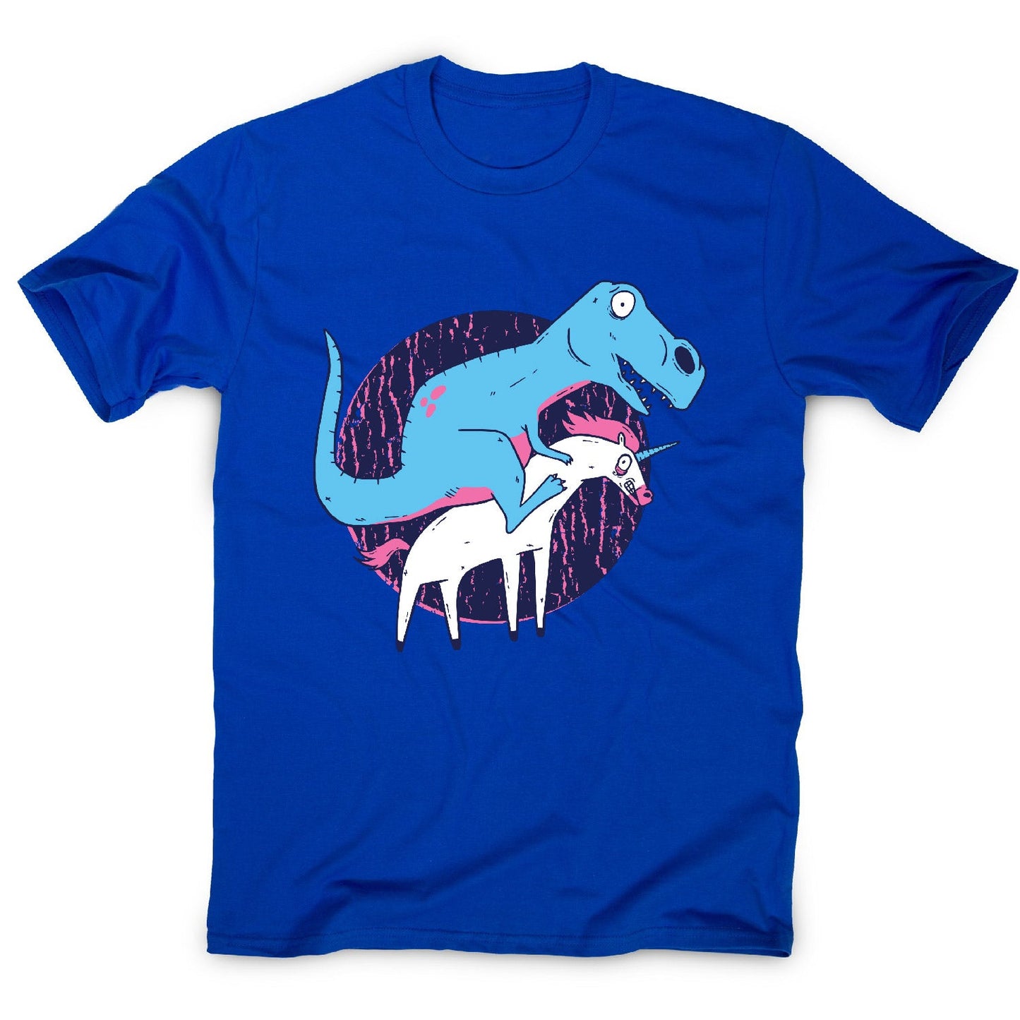 T-rex riding unicorn - men's funny premium t-shirt