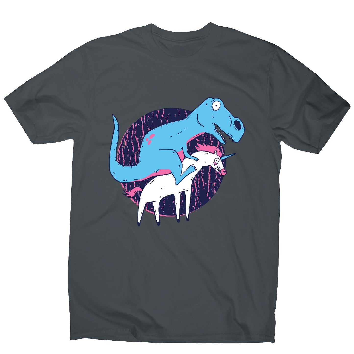 T-rex riding unicorn - men's funny premium t-shirt